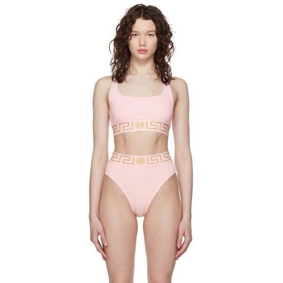 Versace Medusa Greca Border Racer Back Bralette and Panties Set Pink 1/ XS NWT - Picture 2 of 11